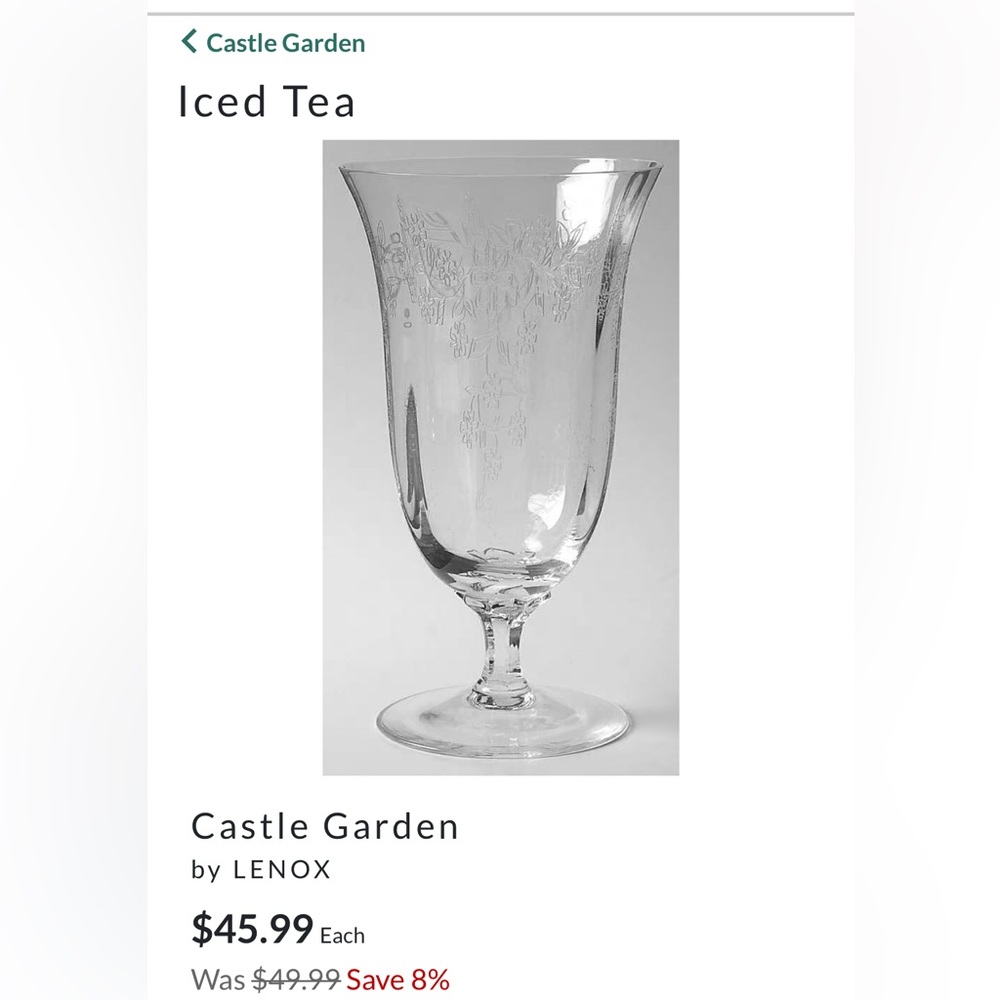 Lenox Castle Garden Iced Tea Glasses